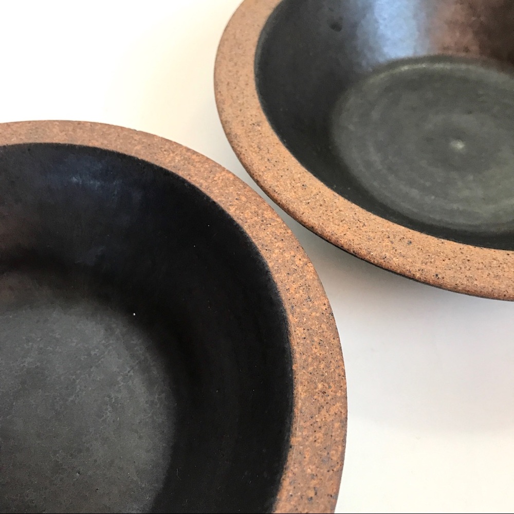 Handmade Pair of Glazed Black Ceramic Small Bowls - Picture 8 of 8